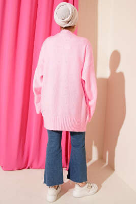 Yumoş Geniş Kollu Kazak Pembe - Triko Kazak