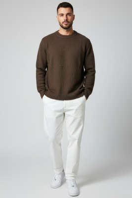 Yumoş Triko Erkek Kazak Kahve - Erkek Kazak