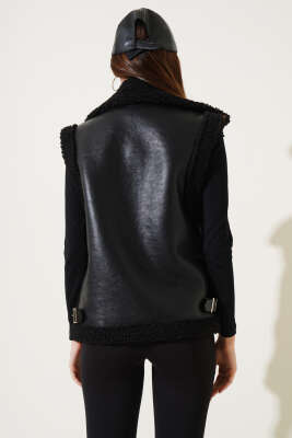 Yün İçli Deri Yelek Siyah - Kadın Giyim Modelleri