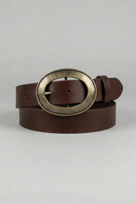 Yuvarlak Bakır Görünüm Tokalı Kemer Acı Kahve - DESREE KEMER