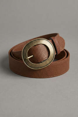 Yuvarlak Bakır Görünüm Tokalı Kemer Taba - DESREE KEMER