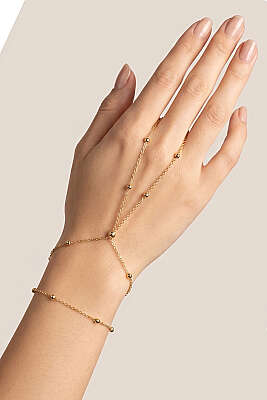 Yuvarlak Detaylı Zincir Şahmeran Bileklik Gold - KONYALI BİJUTERİ