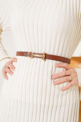 Yuvarlak Tokalı Kemer Taba 