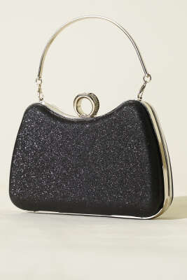 Yüzüklü Simli Abiye Çanta Siyah - GÜZEL ÇANTA