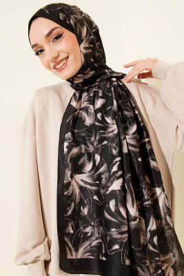 Zambak Desen Soft Şal Antrasit - Başörtüsü