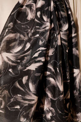 Zambak Desen Soft Şal Antrasit - Başörtüsü