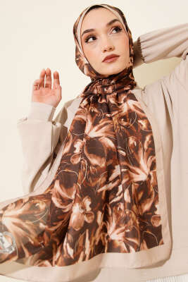 Zambak Desen Soft Şal Bej - Başörtüsü