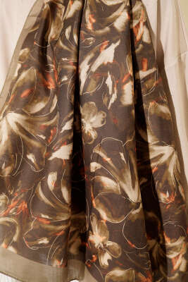 Zambak Desen Soft Şal Çağla Yeşili - Başörtüsü