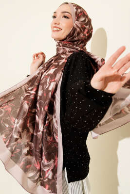 Zambak Desen Soft Şal Kum Bej - Başörtüsü