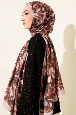 Zambak Desen Soft Şal Kum Bej - Başörtüsü