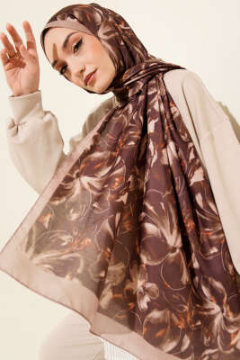 Zambak Desen Soft Şal Latte