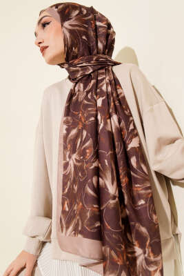 Zambak Desen Soft Şal Latte - Başörtüsü