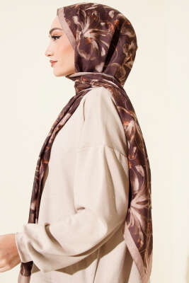 Zambak Desen Soft Şal Latte - Başörtüsü