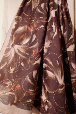 Zambak Desen Soft Şal Latte - Başörtüsü