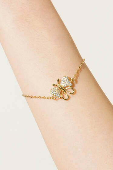 Zarif Kelebek Motifli Şans Bilekliği Gold - Bileklik