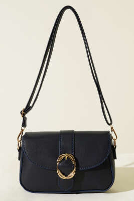 Zarif Tasarımlı Kapaklı Çanta Lacivert 