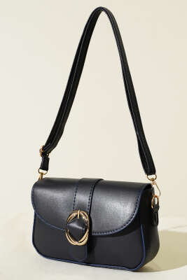 Zarif Tasarımlı Kapaklı Çanta Lacivert - Kol Çantası