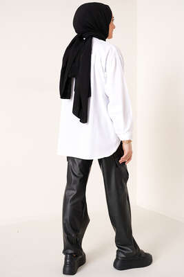 Zebra Baskılı Gömlek Beyaz - Gömlek