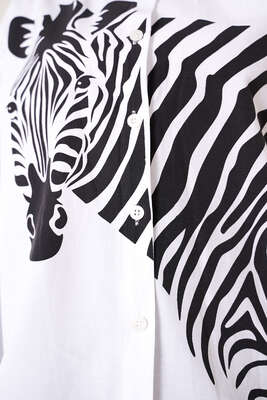 Zebra Baskılı Gömlek Beyaz - Gömlek