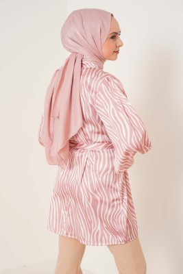 Zebra Desen Balon Kol Pudra Tunik - Tunik