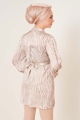 Zebra Desen Balon Kol Vizon Tunik - Tunik