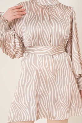 Zebra Desen Balon Kol Vizon Tunik - Tunik
