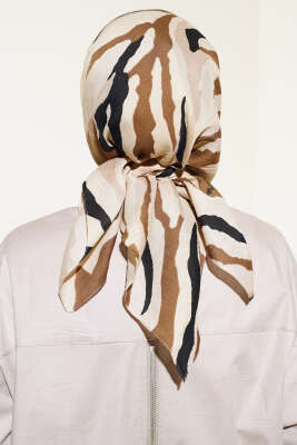 Zebra Desen Eşarp Bej - Başörtüsü