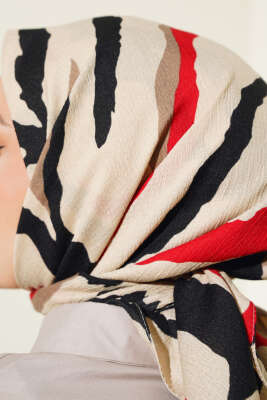 Zebra Desen Eşarp Bordo - Başörtüsü