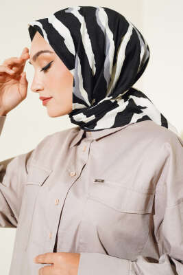 Zebra Desen Eşarp Siyah 