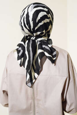 Zebra Desen Eşarp Siyah - Başörtüsü