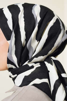 Zebra Desen Eşarp Siyah - Başörtüsü