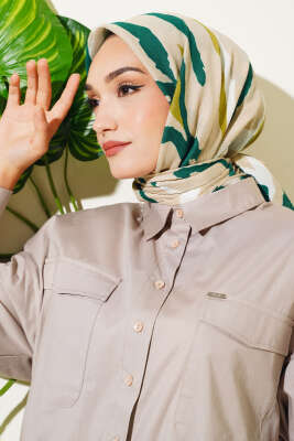 Zebra Desen Eşarp Yeşil 