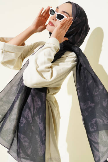 Zebra Desen Şal Acı Kahve - Başörtüsü