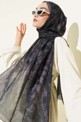 Zebra Desen Şal Acı Kahve - Başörtüsü