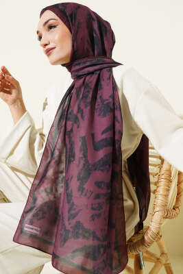 Zebra Desen Şal Bordo - Başörtüsü