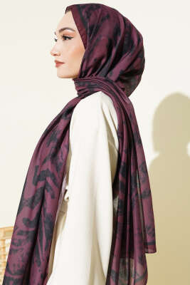 Zebra Desen Şal Bordo - Başörtüsü