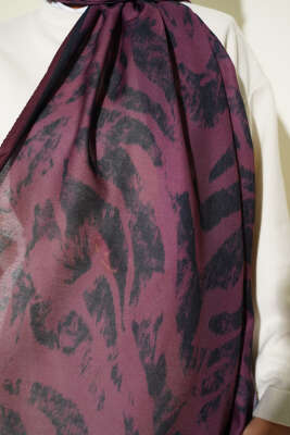 Zebra Desen Şal Bordo - Başörtüsü