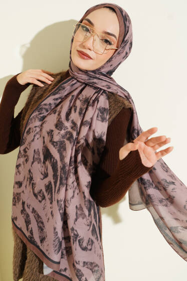 Zebra Desen Şal Camel - Başörtüsü