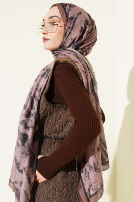 Zebra Desen Şal Camel - Başörtüsü
