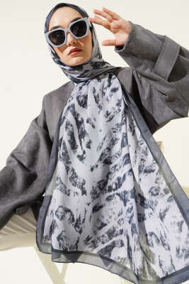 Zebra Desen Şal Gri - Başörtüsü