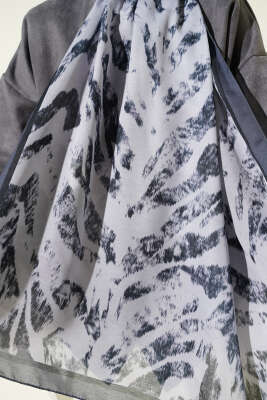 Zebra Desen Şal Gri - Başörtüsü