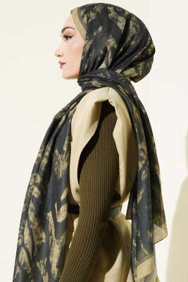 Zebra Desen Şal Kına Yeşili - Başörtüsü