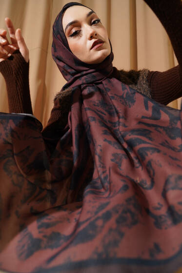 Zebra Desen Şal Kiremit - Başörtüsü