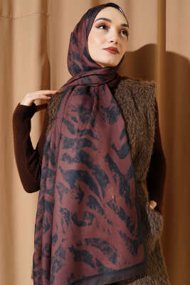 Zebra Desen Şal Kiremit - Başörtüsü