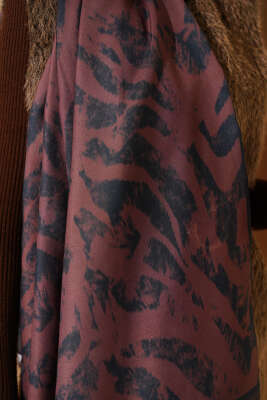 Zebra Desen Şal Kiremit - Başörtüsü