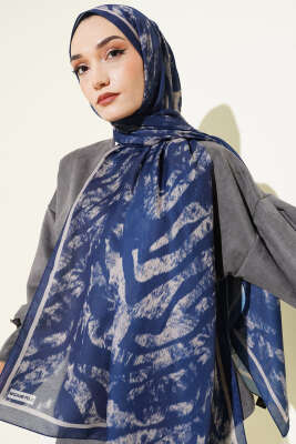 Zebra Desen Şal Lacivert - Başörtüsü