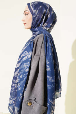 Zebra Desen Şal Lacivert - Başörtüsü