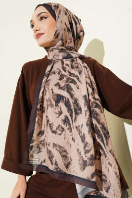 Zebra Desen Şal Latte - Başörtüsü