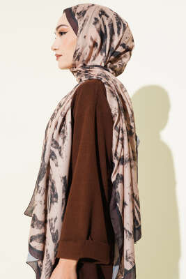 Zebra Desen Şal Latte - Başörtüsü