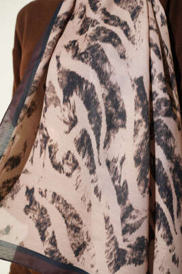 Zebra Desen Şal Latte - Başörtüsü